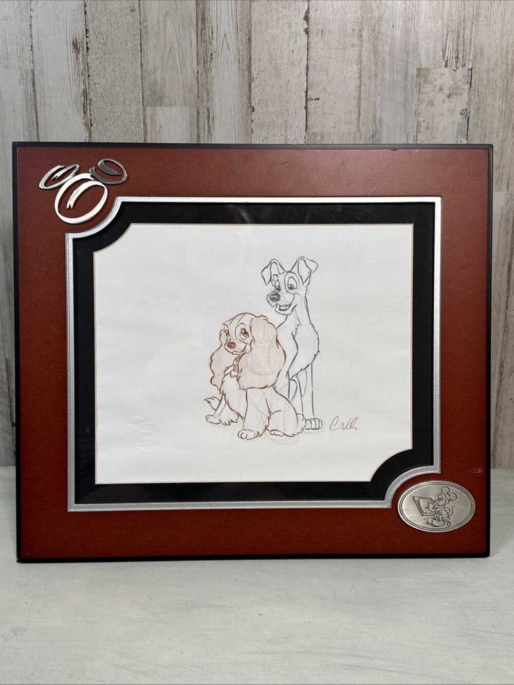 Framed Artist Character Sketch From Disney Studios Lady And The Tramp
